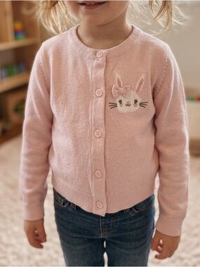The Children’s Place Pink Bunny Cardigan Toddler Girls 4T Easter Spring Cute